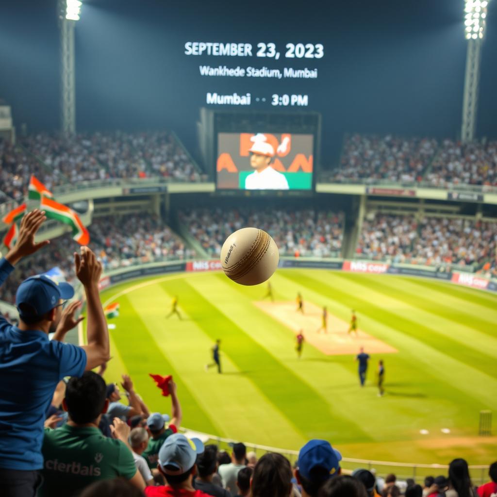 A dynamic scene capturing an intense cricket tournament in action
