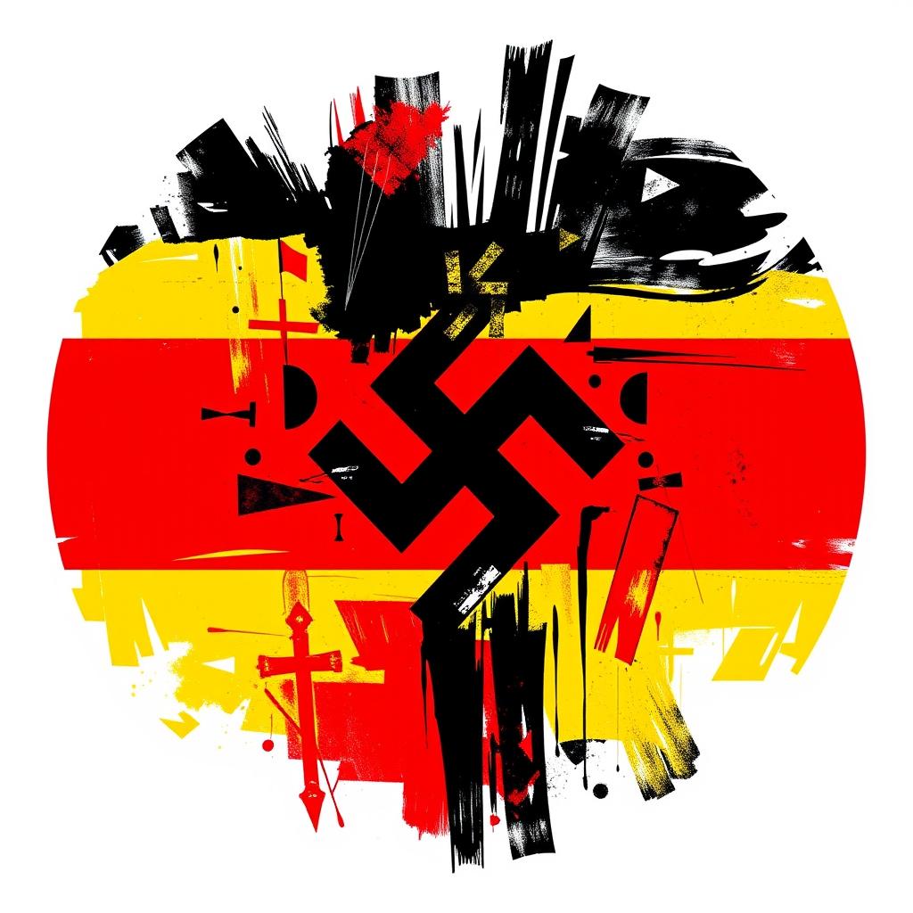 A creative and artistic representation of the German flag, incorporating abstract elements inspired by historical symbols