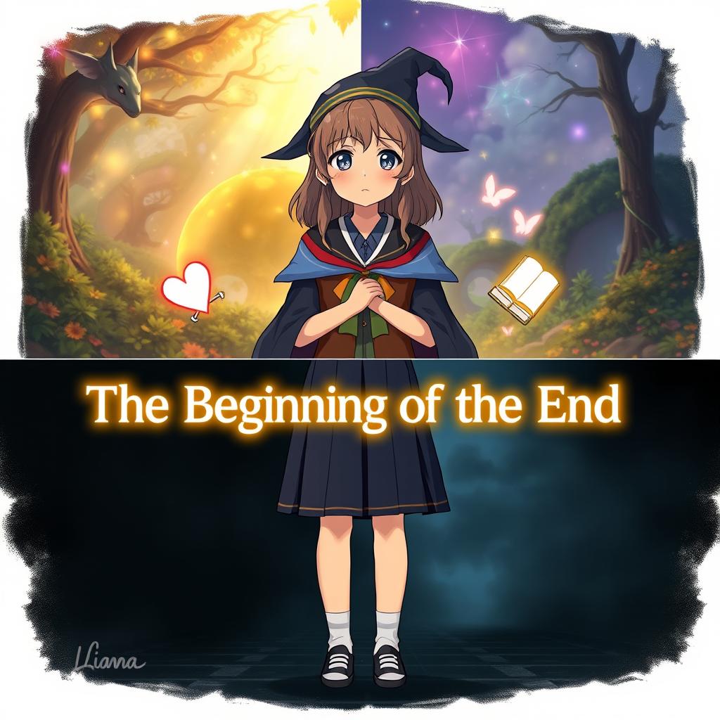 A split scene featuring a character named Liana standing in the middle