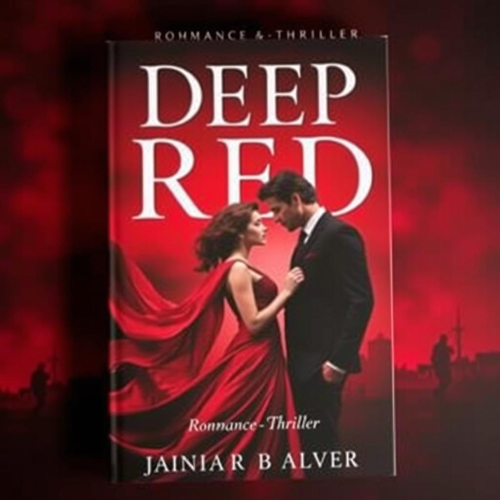 A striking book cover for a romance-thriller titled 'Deep Red'