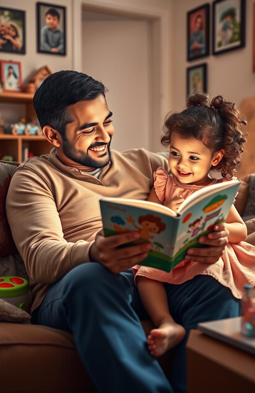 A heartwarming scene depicting a father and his young daughter enjoying quality time together
