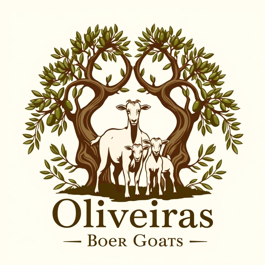 A logo design featuring two ancient olive trees, gracefully intertwined, symbolizing strength and tradition