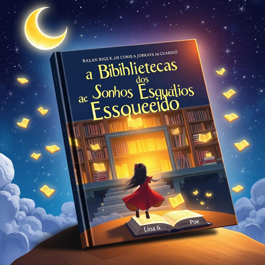A captivating book cover for 'A Biblioteca dos Sonhos Esquecidos: A Jornada da Guardiã' by Ricardo K