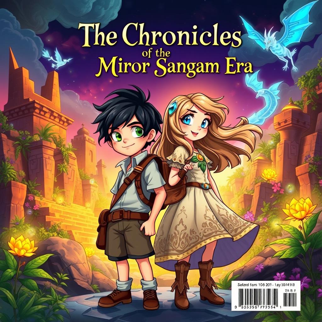 A captivating back cover illustration for a book titled 'The Chronicles of the Miror Sangam Era'