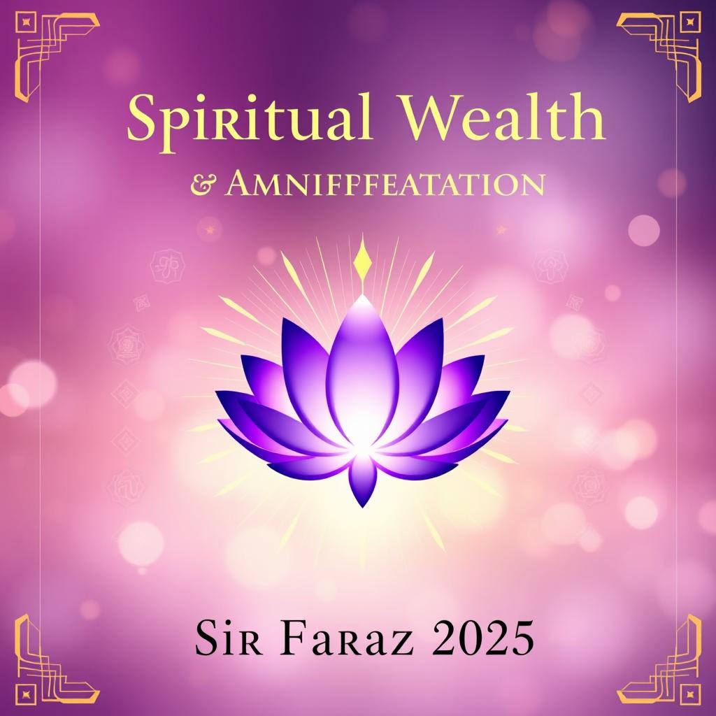 A captivating book cover for a title "Spiritual Wealth & Energy Manifestation" by Sir Faraz 2025