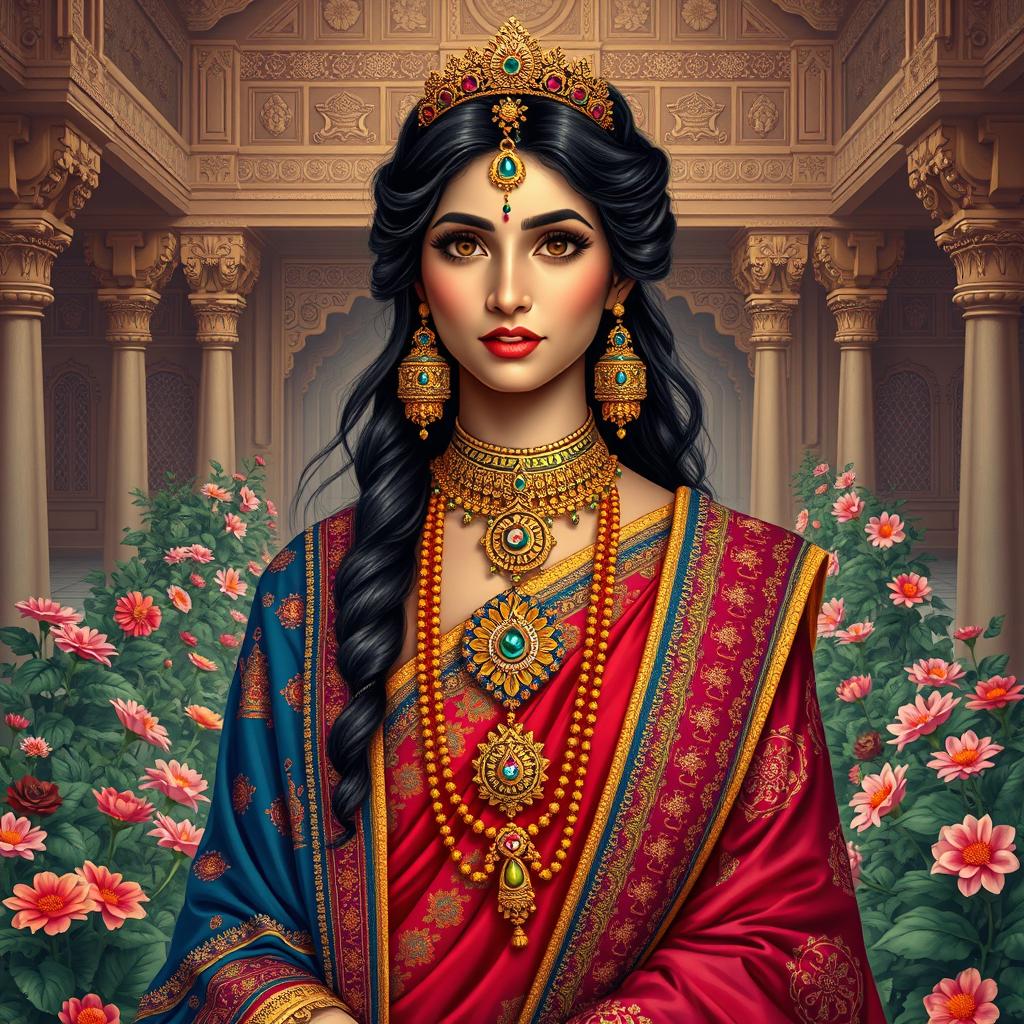 An exquisite depiction of Rajkumari Sayongita, a historical princess from Indian folklore