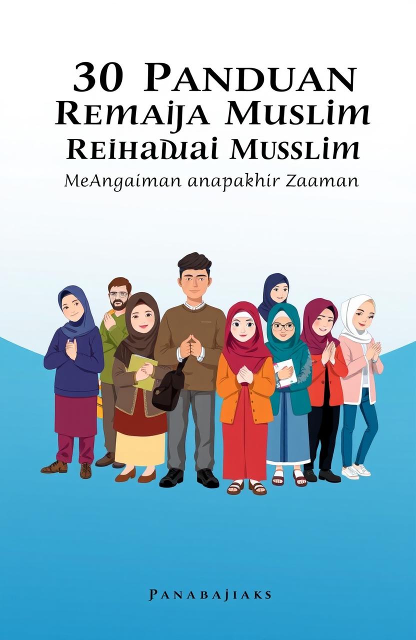 A visually striking eBook cover titled '30 Panduan Remaja Muslim Menghadapi Ancaman Remaja Akhir Zaman'