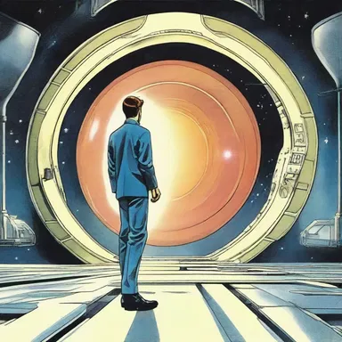 In the science fiction novel, the protagonist used a teleportation device to transport himself all the way to a distant galaxy.