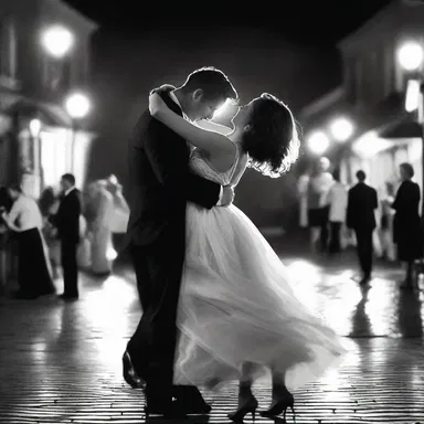 They danced all the way into the night, not stopping short of their passionate embrace.