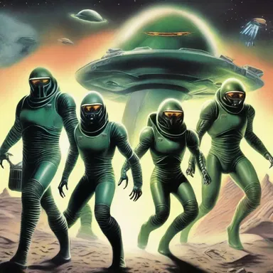 In the science fiction novel, the entire crew united all together to defeat the alien invaders.