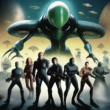 In the science fiction novel, the entire crew united all together to defeat the alien invaders.