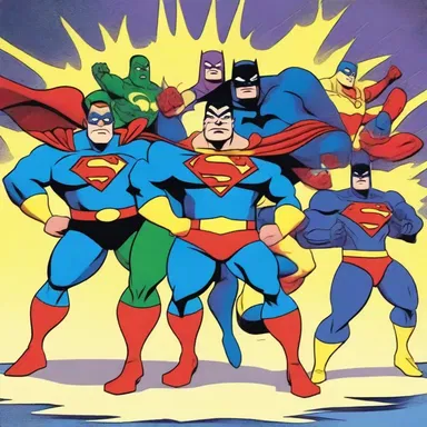 In the cartoon series, the superhero team joined forces and fought all together against the supervillain.