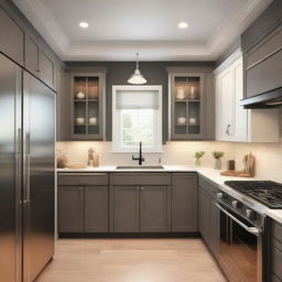 Design of a cozy 6x6 foot kitchen with modern amenities, ambient lighting and ample storage space.