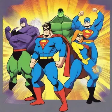 In the cartoon series, the superhero team joined forces and fought all together against the supervillain.