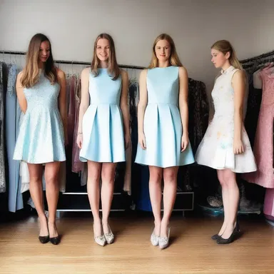 She bought three dresses and two pairs of shoes, all told.