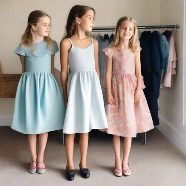 She bought three dresses and two pairs of shoes, all told.