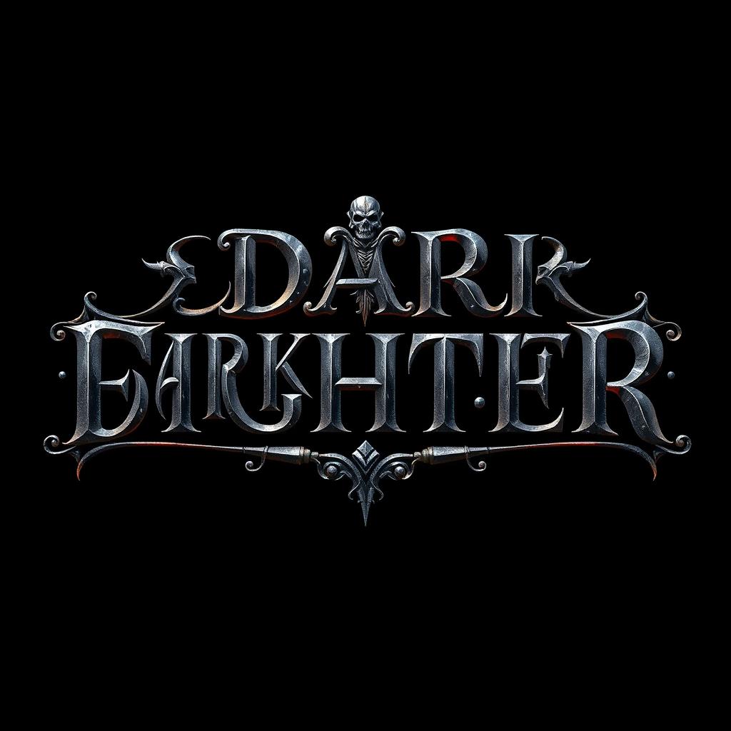 A visually striking design featuring the words 'DARK FIGHTER' in an intricate and stylized font