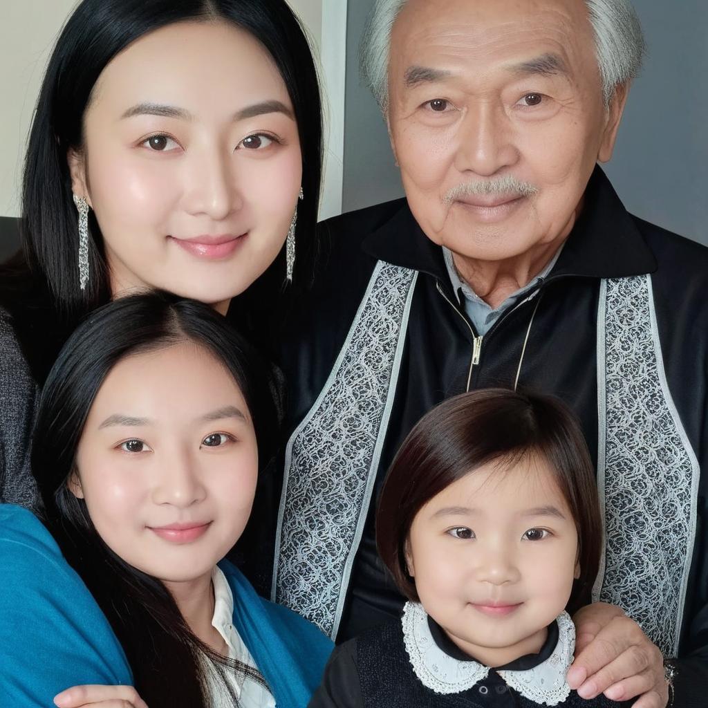 Daughter with grandfather grandmother. First pucture is daughter. Second picture is her grandfather grandmother