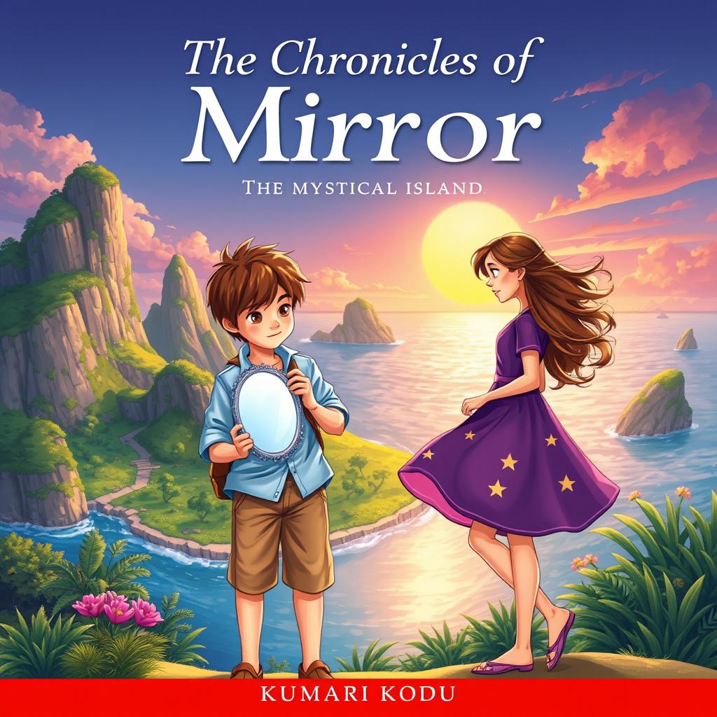 The front cover of a book titled 'The Chronicles of the Mirror', set on a mystical island called Kumari Kodu