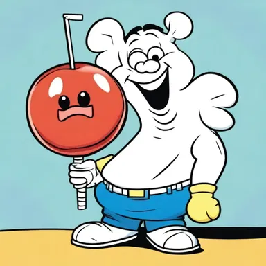 The cartoon character was depicted with an oversized all-day sucker.