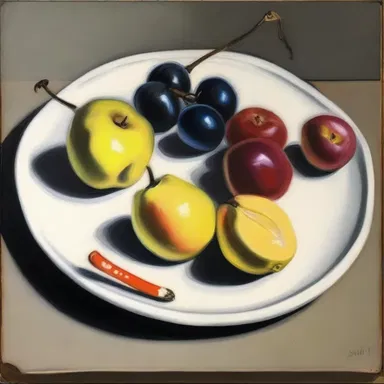 The painting featured a still life with an all-day sucker as one of the objects.
