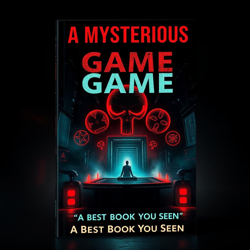 A captivating book cover design for a mystery novel titled 'A Mysterious Game', inspired by the visual style of 'Squid Game'