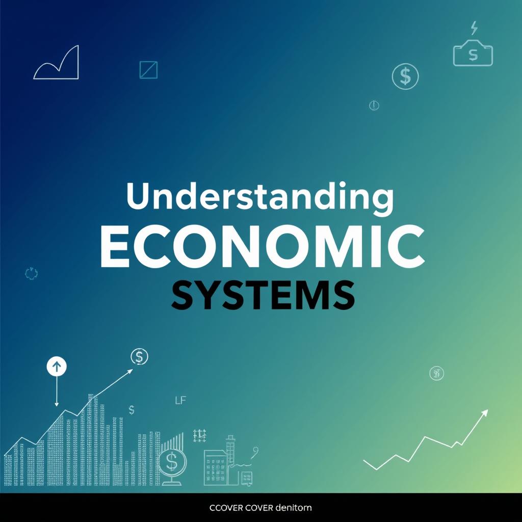 An A4 book cover design centered on the theme of economic systems, featuring a clean and modern layout
