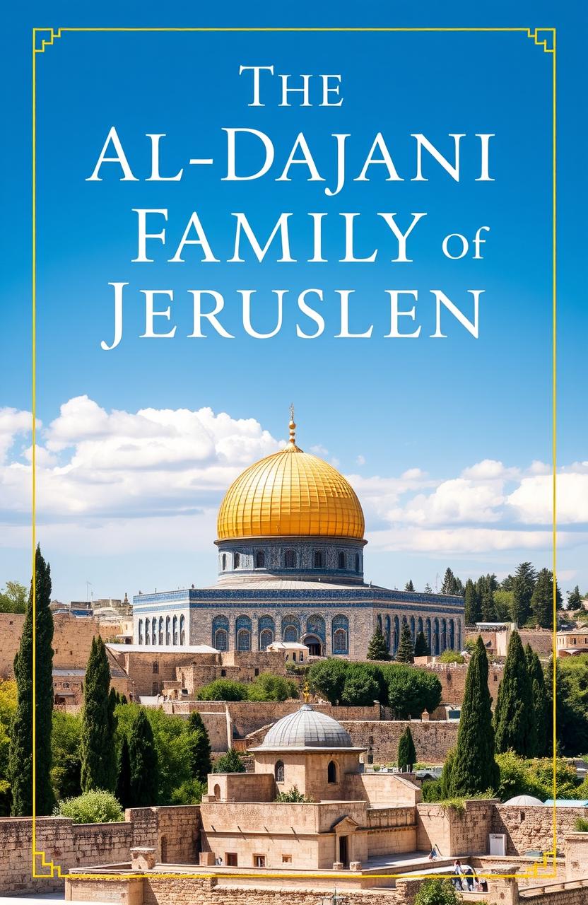 A book cover design featuring the title "The Al-Dajani Family of Jerusalem" prominently displayed in an elegant font
