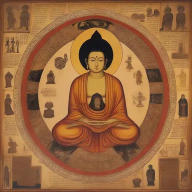 The painting depicted an all-knowing figure surrounded by symbols of wisdom and intelligence.
