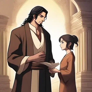 The protagonist sought guidance from an all-knowing mentor who revealed the hidden truths of the world.