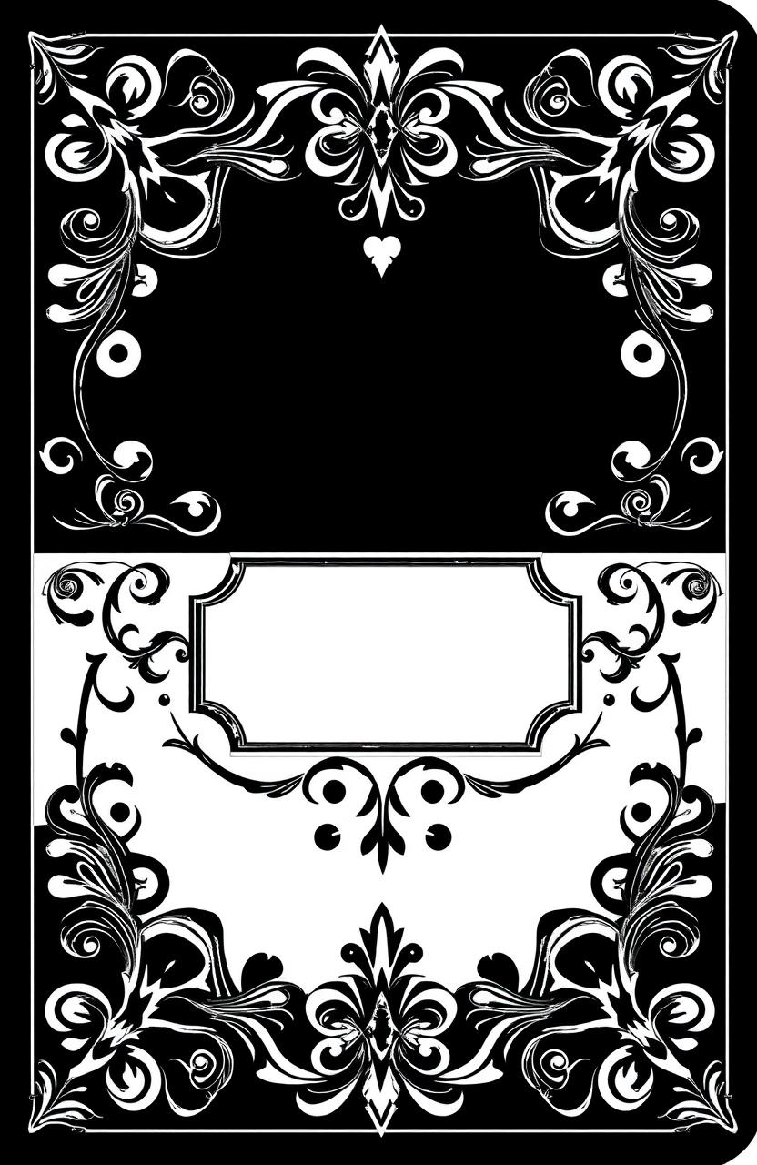 A stunning black and white cover design for a notebook, featuring elegant patterns and textures