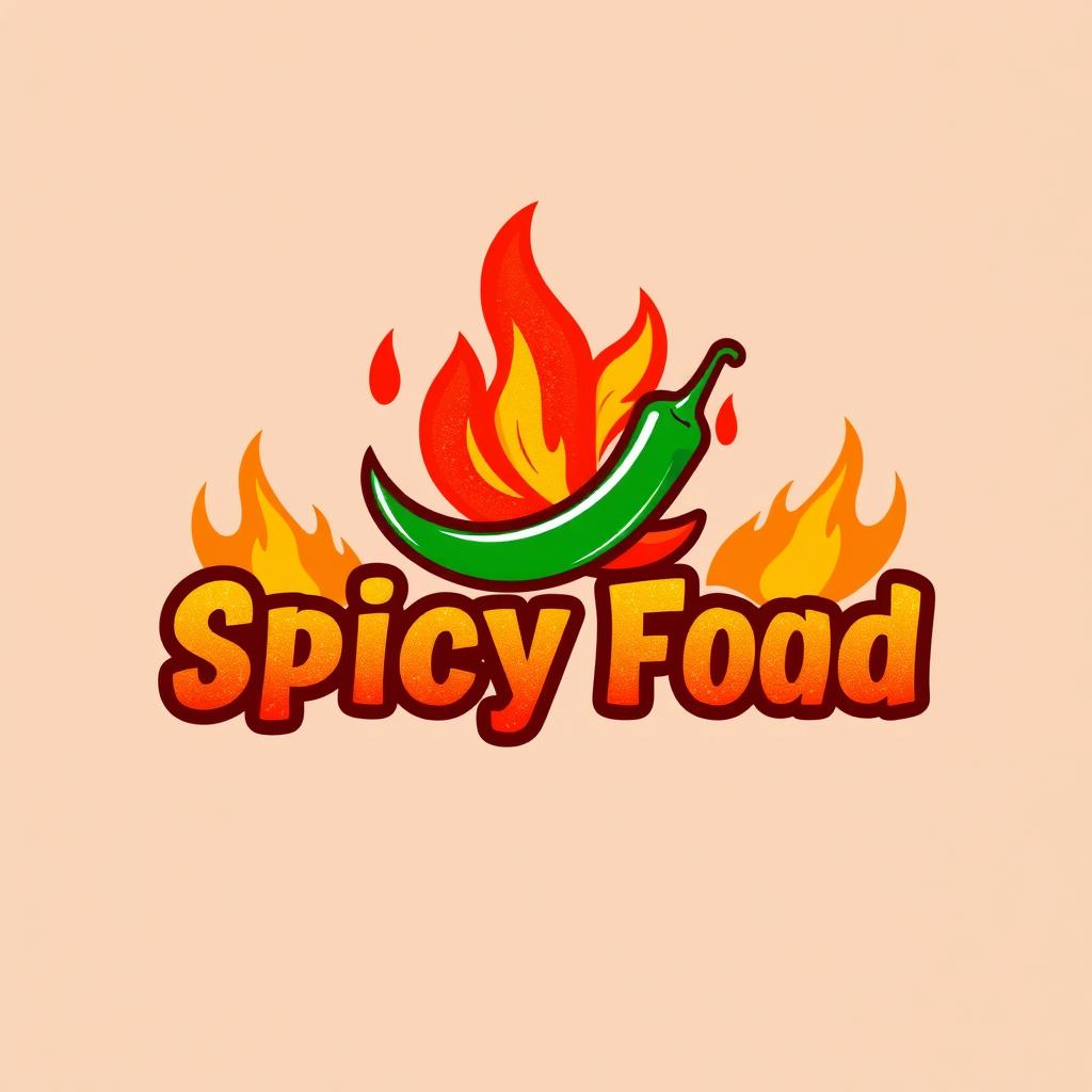 A vibrant and modern logo design for a spicy food brand featuring bold colors such as red, orange, and yellow that convey heat and flavor