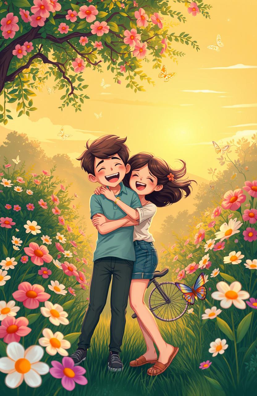 An imaginative and whimsical illustration that captures the essence of joyful memories and laughter