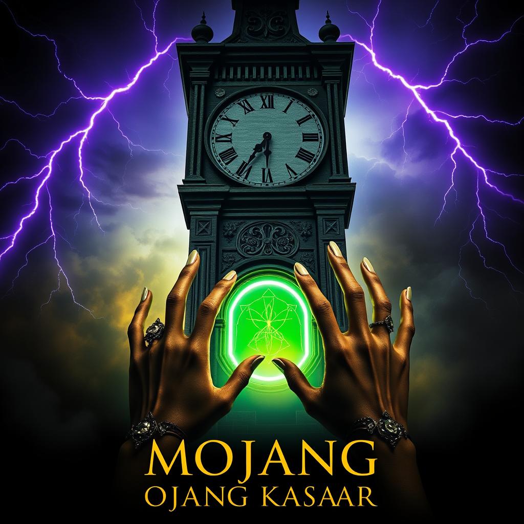 A dark, mystical movie poster for 'Mojang Kasasar', inspired by Sundanese folklore