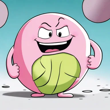 In the cartoon, the allantoid character rolled across the screen.