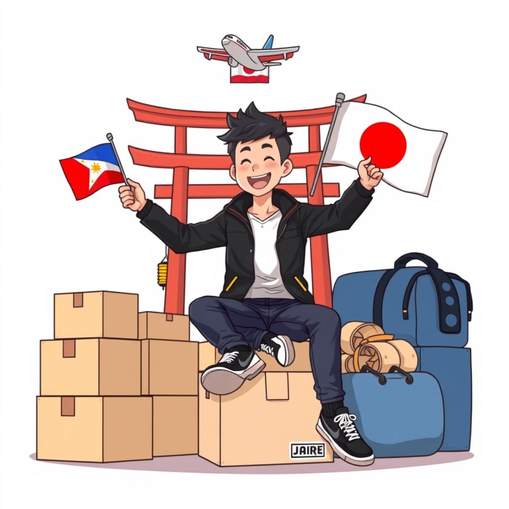 An illustration logo featuring an anime man wearing a black jacket and Nike shoes