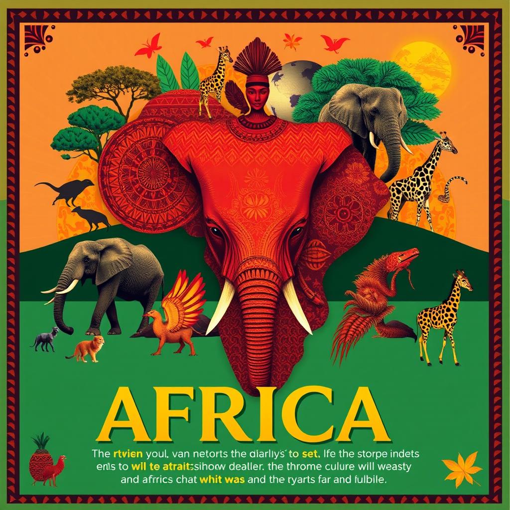 A stunning artistic flyer design celebrating the beauty and diversity of Africa