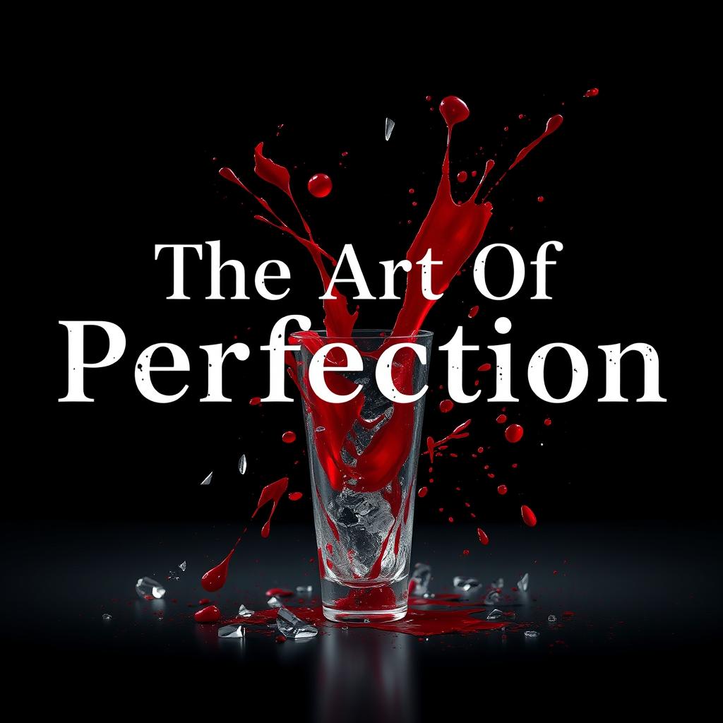 A dramatic and bold image featuring blood splatter and shattered glass, symbolizing chaos and beauty
