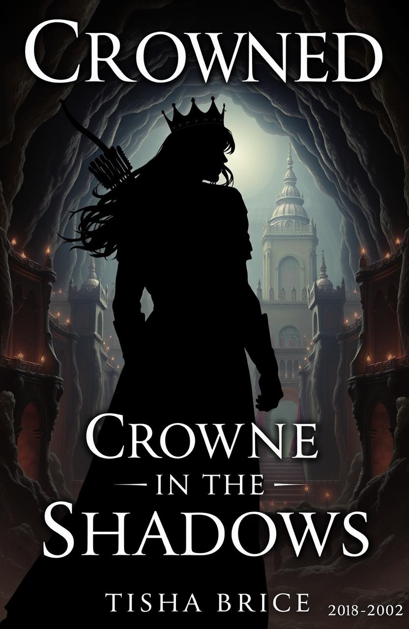 A captivating book cover for a romance fantasy titled "Crowned in the Shadows" by TishaBrice