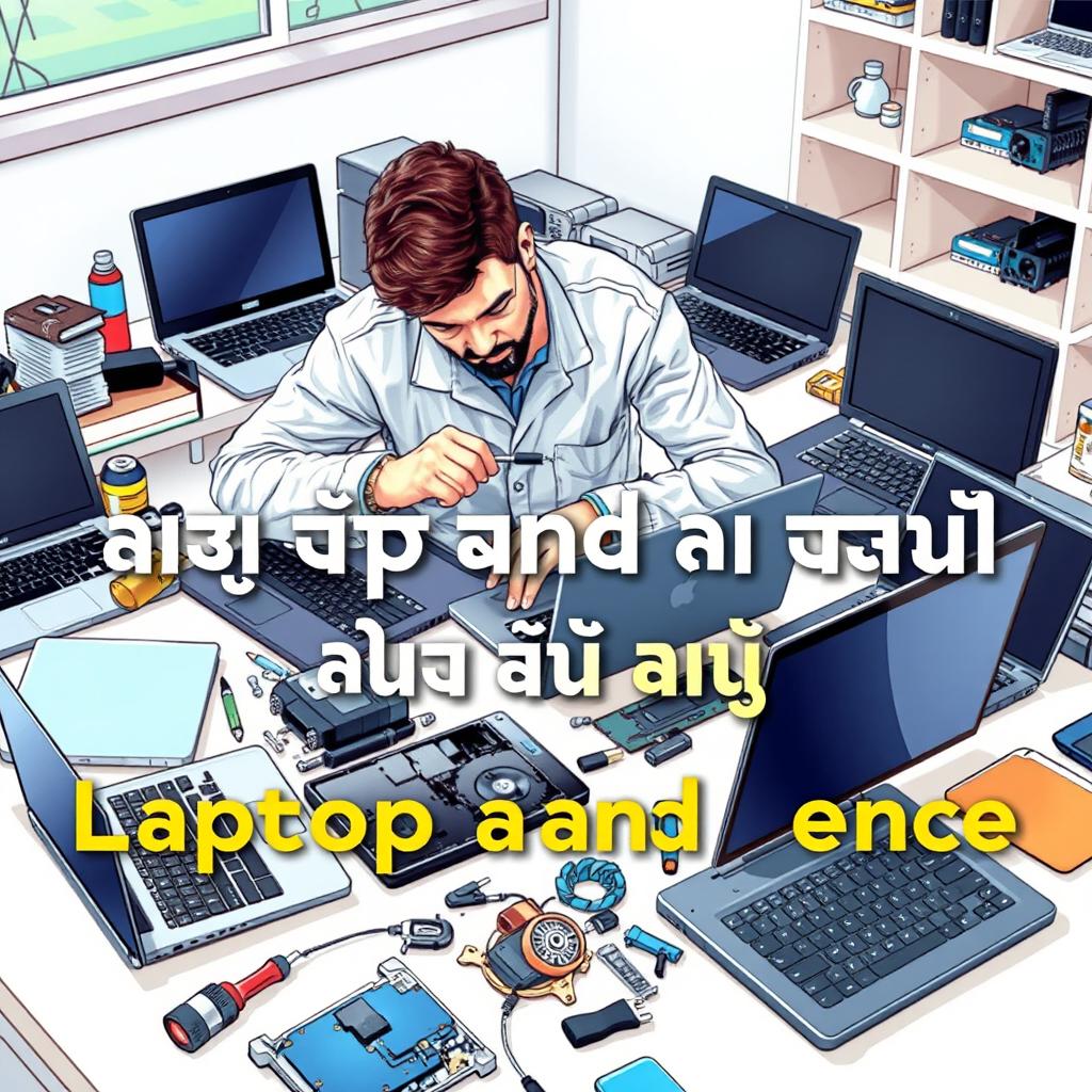 A detailed image illustrating laptop and PC maintenance