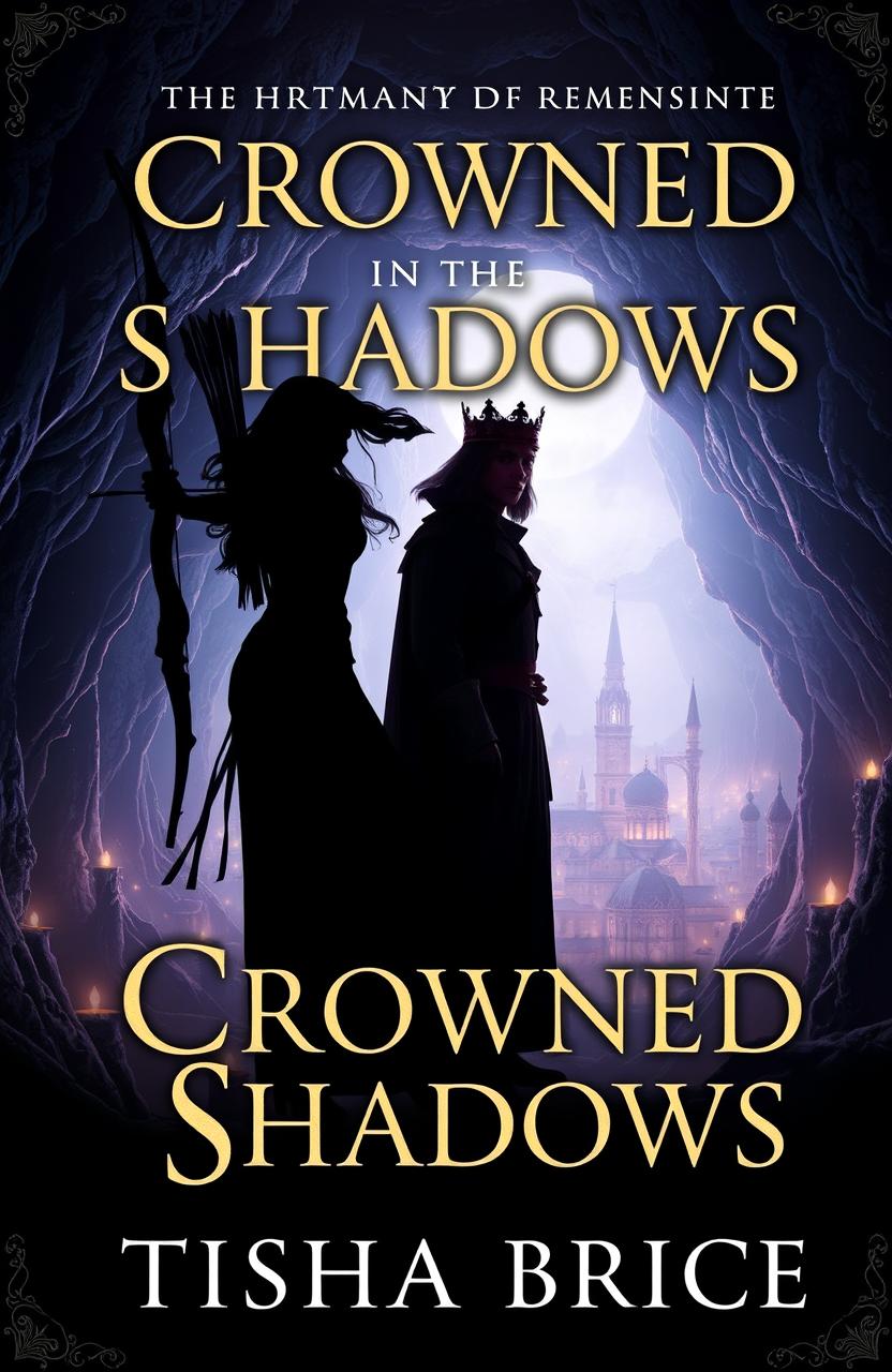 A captivating book cover for the romance fantasy titled 'Crowned in the Shadows' by Tisha Brice
