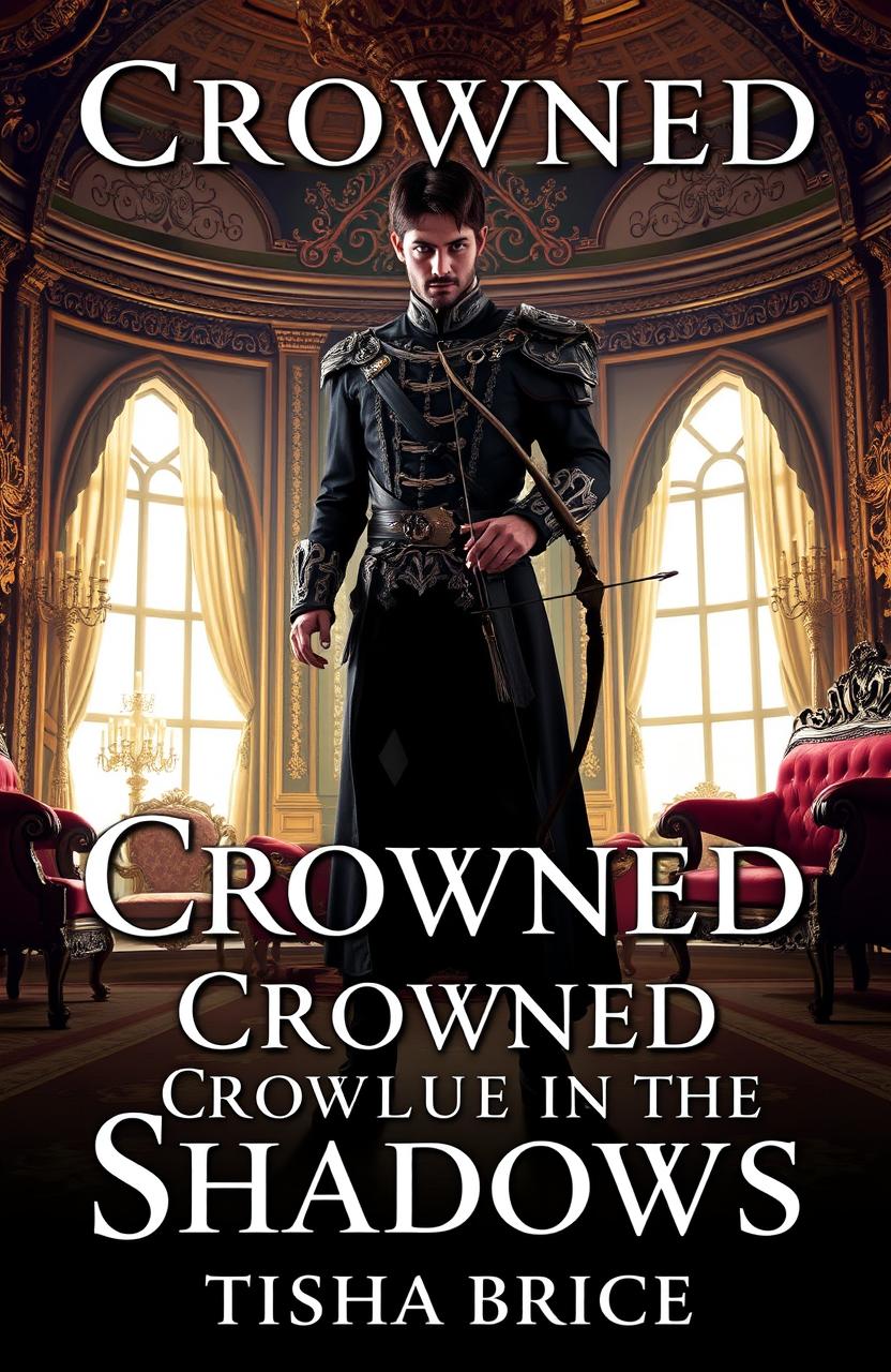 A captivating book cover for the romance fantasy novel 'Crowned in the Shadows' by Tisha Brice