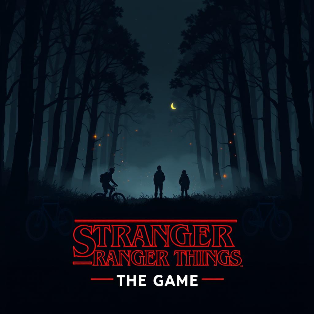 An illustration inspired by the iconic intro of Stranger Things, showcasing elements from "Stranger Things: The Game"