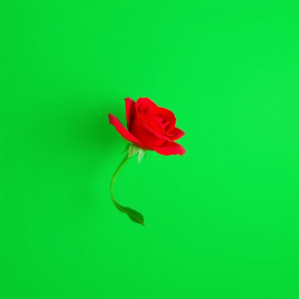 A vibrant green background that is clear and solid, featuring a beautiful single flower in the foreground