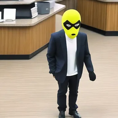 In the alleged bank robbery, the suspect wore a mask similar to the ones often seen in cartoons.
