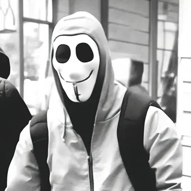 In the alleged bank robbery, the suspect wore a mask similar to the ones often seen in cartoons.