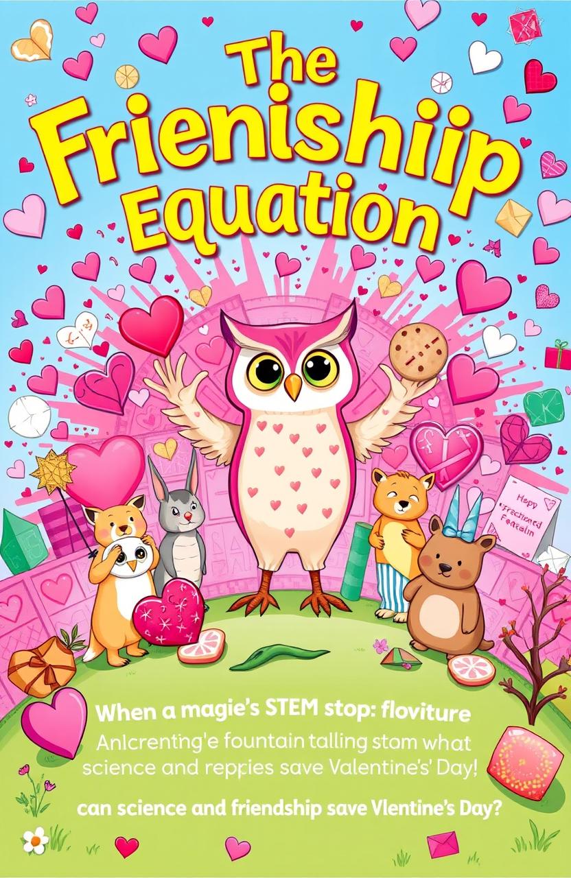 A vibrant book cover for 'The Friendship Equation: A Valentine’s STEM Adventure in Kindness & Crafts'