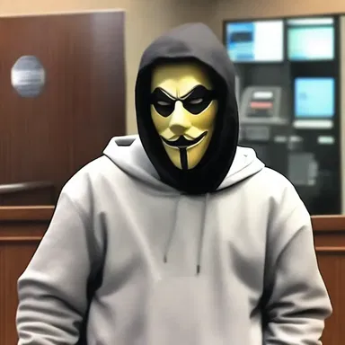 In the alleged bank robbery, the suspect wore a mask similar to the ones often seen in cartoons.