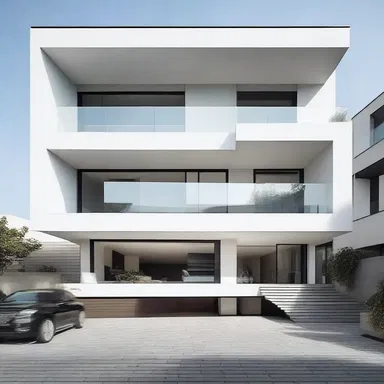 The modern design of the building shows allegiance to clean lines and minimalist aesthetics.