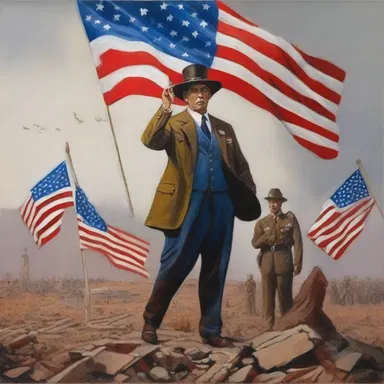 The artist expressed his allegiance to his country through a powerful and patriotic painting.
